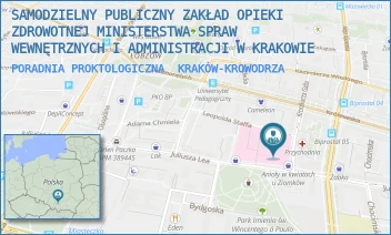 PORADNIA PROKTOLOGICZNA - SAMODZIELNY PUBLICZNY ZAKŁAD OPIEKI ZDROWOTNEJ MINISTERSTWA SPRAW WEWNĘTRZNYCH I ADMINISTRACJI W KRAKOWIE - UL. KRONIKARZA GALLA 25,  KRAKÓW-KROWODRZA