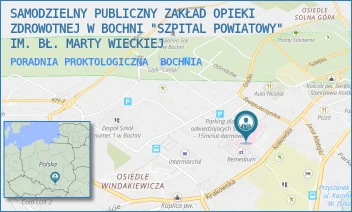 PORADNIA PROKTOLOGICZNA - SAMODZIELNY PUBLICZNY ZAKŁAD OPIEKI ZDROWOTNEJ W BOCHNI "SZPITAL POWIATOWY" IM. BŁ. MARTY WIECKIEJ - UL. KRAKOWSKA 31,  BOCHNIA
