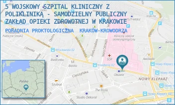 PORADNIA PROKTOLOGICZNA - 5 WOJSKOWY SZPITAL KLINICZNY Z POLIKLINIKĄ - SAMODZIELNY PUBLICZNY ZAKŁAD OPIEKI ZDROWOTNEJ W KRAKOWIE - UL. WROCŁAWSKA 1-3,  KRAKÓW-KROWODRZA