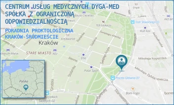 PORADNIA PROKTOLOGICZNA - CENTRUM USŁUG MEDYCZNYCH DYGA-MED SPÓŁKA Z OGRANICZONĄ ODPOWIEDZIALNOŚCIĄ - UL. WESTERPLATTE 18/4,  KRAKÓW-ŚRÓDMIEŚCIE