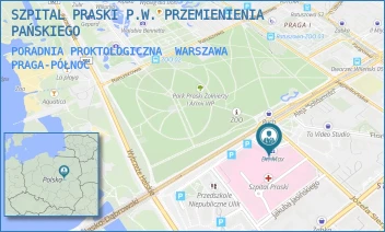 PORADNIA PROKTOLOGICZNA - SZPITAL PRASKI P.W. PRZEMIENIENIA PAŃSKIEGO - ALEJA "SOLIDARNOŚCI" 67,  WARSZAWA PRAGA-PÓŁNOC
