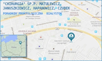 PORADNIA PROKTOLOGICZNA - "CHIRURGIA" SP.P. MATULEWICZ, JANUSZKIEWICZ, HAPANOWICZ, CZUBEK - CHOROSZCZAŃSKA 24/GAB. 1,  BIAŁYSTOK