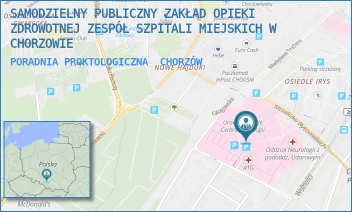 PORADNIA PROKTOLOGICZNA - SAMODZIELNY PUBLICZNY ZAKŁAD OPIEKI ZDROWOTNEJ ZESPÓŁ SZPITALI MIEJSKICH W CHORZOWIE - UL. STRZELCÓW BYTOMSKICH 11,  CHORZÓW
