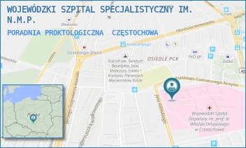 PORADNIA PROKTOLOGICZNA - WOJEWÓDZKI SZPITAL SPECJALISTYCZNY IM. N.M.P. - POLSKIEGO CZERWONEGO KRZYŻA 7,  CZĘSTOCHOWA