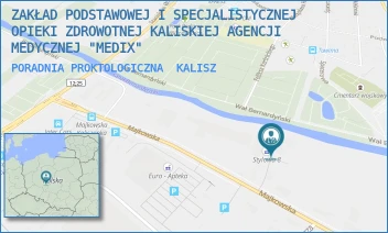 PORADNIA PROKTOLOGICZNA - ZAKŁAD PODSTAWOWEJ I SPECJALISTYCZNEJ OPIEKI ZDROWOTNEJ KALISKIEJ AGENCJI MEDYCZNEJ "MEDIX" - MAJKOWSKA 13A,  KALISZ