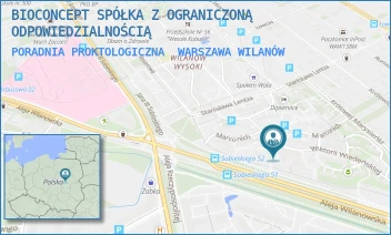 PORADNIA PROKTOLOGICZNA - BIOCONCEPT SPÓŁKA Z OGRANICZONĄ ODPOWIEDZIALNOŚCIĄ - WIKTORII WIEDEŃSKIEJ 9A/U1,U2,  WARSZAWA WILANÓW